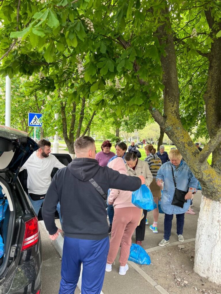 Supplies being distributed to Ukrainians.