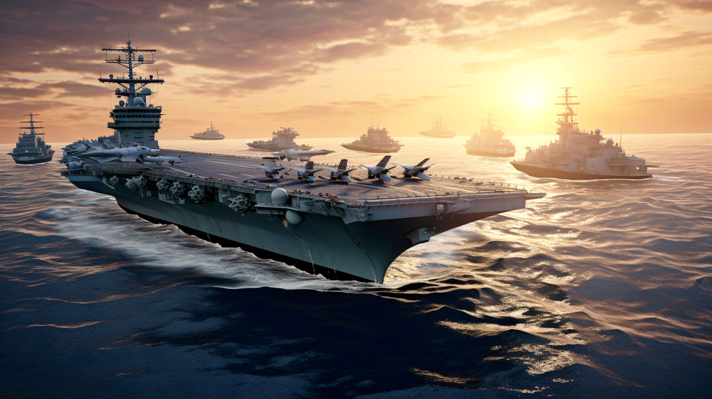 aircraft carriers in the ocean