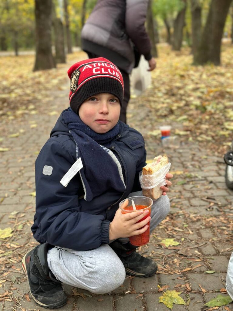 Young boy with free meal