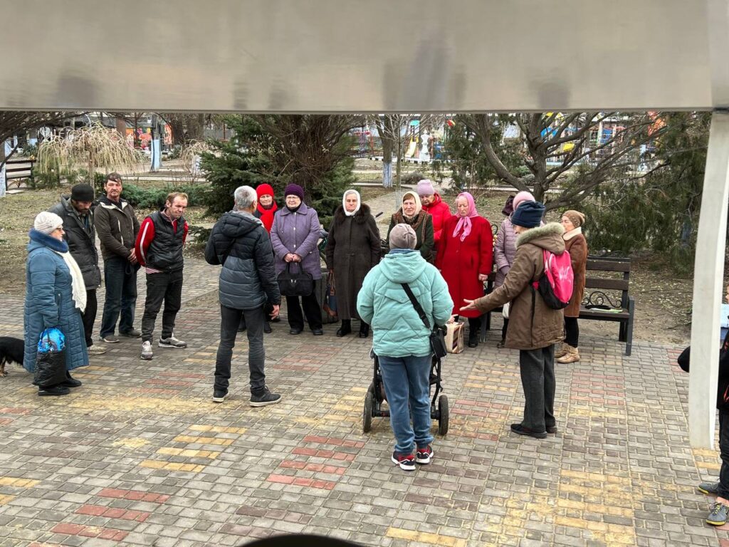 Group of people gathered outside